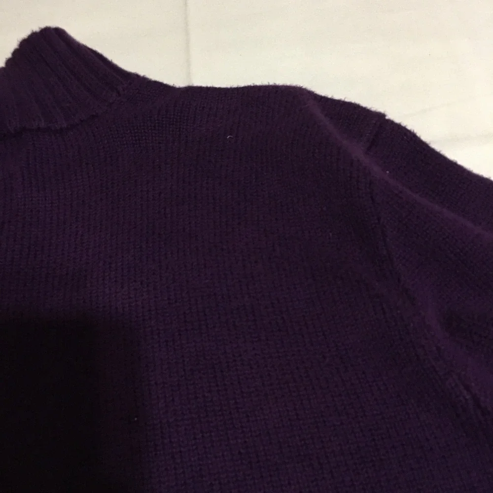 Polo Ralph Lauren Mock Neck Sweater Mens Medium Purple Cotton Knit 3 Button